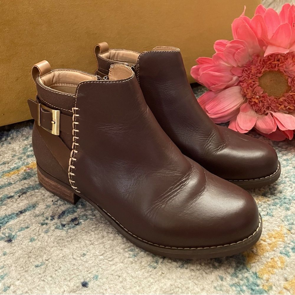 SPENCO brown leather and canvas ankle boots W7.5